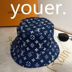 精品二手 LV LOUIS VUITTON(路易威登)ESCALE 牛仔藍 老花 帆布 漁夫帽 M76231