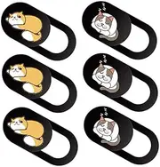 OSOLADY 6Pcs Webcam Privacy Cover Slide with Cute Cat Pattern Ultra Thin Design for Laptop Tablet Easy Adhesive Application Protects Against Unauthorized Access