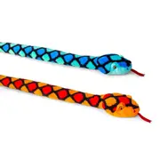 2x Keeleco 65cm Snakes Soft Stuffed Animal Plush Kids/Child Cuddle Toy Asst 0m+