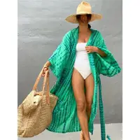 在飛比找ETMall東森購物網優惠-泳衣遮擋歐美人棉印花沙灘罩衫外套性感寬松開衫度假裙比基尼罩衫
