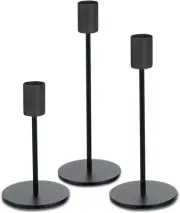 Black Candlestick Holders for Taper Candles Set of 3, Metal Black-set 3