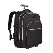 Rolling Backpack for Women, 17Inch Laptop Travel Backpack with Wheels, Carry ...