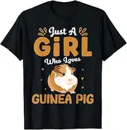 [X.Style] Just A Girl Who Loves Guinea Pigs Cute Cavys for Girls ds904 T-Shirt Black