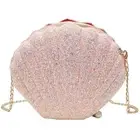 Women Girls Little Seashell Purse -Body Shoulder Bags Glitter Sequins Chain O6L3