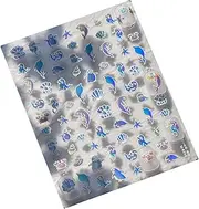 Nail Decals | Sea Theme Embossed Sticker Decals | Nail Accessories for Women Girls, Adhesive Decoration for Home Salon