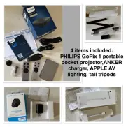 PHILIPS GoPix1 GPX1100 Mini portable projector+ANKER charger,Apple AV lightening
