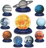 10 Pieces Space Solar System Theme Honeycomb Centerpieces Table Topper Outer Space Party Supplies Planet Honeycomb Galaxy Photo Booth Props for Birthday Party Decorations