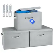 Extra Large 40L 3-Pack Collapsible Storage Bins with Lids, Stackable Storage ...
