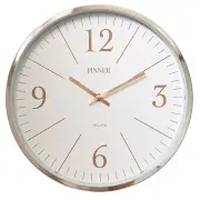 PREMIUS Round Decorative and Minimalist Clean Lines Wall Clock, Rose Gold, 14 In