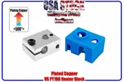 V6 Plated Copper Heat Block Version 2 PT1000 for V6 Hotend 3D Printer