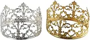 Leadigol 2 PCS Crown Cake Topper, Gold Mini Crown for Cake Topper,Vintage Crown Cake Topper,Vintage Tiara Crown Cake Topper for Birthday Wedding Party
