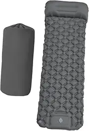 Amagogo Camping Sleeping Pad with Pillow Inflatable Sleeping Mat Compact Ultralight Camping Mattress for Traveling Picnic Camping, Gray