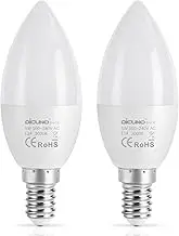 DiCUNO ProOE E14 Candle LED Bulbs, 5W, 450LM, CRI 98, Warm White 3000K, Equivalent to 40W Incandescent Bulb, C37 SES Small Edison Screw Light E14, Non-Dimmable, 100-240V, 2-Pack