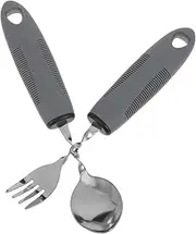 Vaguelly 2Pcs Adaptive Utensil Elderly Stainless Steel Cutlery with Built Up Handles for Stroke Therapy and Hand Mobility Challenges Comfortable Grip for Seniors