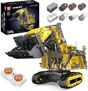 Mould King 17070 MOC Technology Remote Controlled Excavator for R9800 Crawler Excavator, Truck Model Clamp Blocks Building Kit Toys for Children and Adults with 6 Engines（Yellow-4767 Parts）