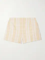 [Faithfull] Faithfull - Lila Checked Linen Shorts - Pastel yellow - medium medium Yellow