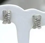 DAVID YURMAN NEW Sterling Silver and Diamond X Earrings