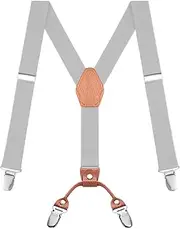 [Buyless Fashion] Kids Adjustable Braces - 26" Elastic Straps 1" - Leather Y Shape Back - 5151