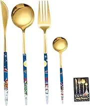 OKUMEYR 1 Set Christmas Cutlery Set Serving Utensils Fork Christmas Party Favors Party Tableware Steak Cutlery Banquet Supplies Stainless Tableware Steak Stainless Steel Colorful