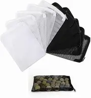 12pcs Aquarium Filter Media Bags Fine Mesh Reusable Bags with Zipper Nylon Net Bags for Activated Carbon, Biospheres, Ceramic Rings