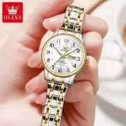 OLEVS Quartz Watch Date Week Stainless Steel Waterproof Women's Wristwatches
