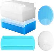 Cradle Cap Brush for Babies, Baby Bath Essentials with Silicone Scrubber Bath Sponge Dual-Sided Comb for Newborns Toddlers Boys Girls (Blue,Set of 5)
