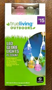 LED Globe String Lights 15 Count 9.5ft Indoor Outdoor Break/Fade Resistant