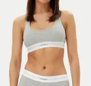 Calvin Klein Racerback Ribbed Bralette Sports Bra in Grey Size - Large