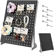 [ymonoe] Peg Board Display Stand with 8 Hooks,Portable Pegboard Display Stand,Metal Pegboard Retail Display Stand for Craft Shows,Metal Jewelry Retail Display for Selling Accessories,Earring