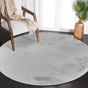 Faux Rabbit Fur Rug Medium Pile Carpet Bedroom Living Room Shaggy Rug - Silver (160 x 160 cm)