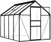 Greenhouse for Outdoors, Polycarbonate Greenhouse with Quick Setup Structure and Roof Vent, UV-Resistant, Aluminum Large Walk-in Greenhouse for Outside Garden Backyard, 190 x 250 x 195 cm