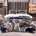 Duvet Cover King Size Jungle Leaf Pattern Bedding Set Tropical Plant Palm