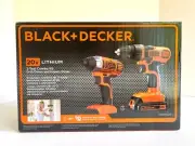 NEW Black+Decker 20V MAX Cordless Drill/Driver & Impact Driver Kit BD2KITCDDI