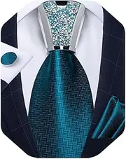 DiBanGu Mens Tie Set,Silk Solid Necktie and Shiny Tie Accessories Pocket Square Cufflinks Set With Gift Box for Wedding Party