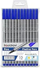 Liquidraw 12 Blue Fineliner Pens Set - Fine Point 0.4mm Fineliners, Blue Coloured Pens for Artists, Architects, Technical Drawing, Handwriting, Calligraphy, Sketching & Illustrations