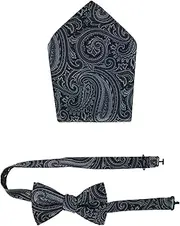[Trafalgar] Men's Sobee Paisley Silk Bow Tie & Pocket Square Set