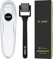 Dr.roller Derma Roller Hair 1 mm Derma Roller Hair Growth Derma Roller Beard 540 Titanium Micro Needles, Men's Beard Roller Microneedling Hair Beard Face (Straight Handle Black)