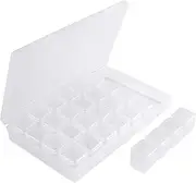 [Segbeauty] Clear Bead Container 28 Compartments with Secure Lids, Removable Tiny Jewelry Storage Box, Transparent Jewelry Organizer for Seeds Craft Making Accessories