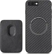 RUNGOS for iPhone 8 Plus / 7 Plus Case Magsafe, with Magnetic Wallet & Card Holder (Carbon Fiber Texture) [Stable Magnetic] [10Ft Drop Tested] Shockproof for iPhone 8 Plus / 7 Plus Wallet Case 5.5''