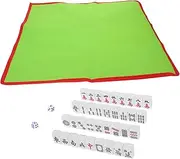 Kisangel 1 Set Portable Miniature Mahjong Game Set Compact Chinese Mahjong Set with Storage Case for Travel Family Gatherings Parties Tiles with Dice and Table Cloth