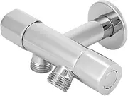 G1/2in Thread Brass Angle Valve, 1 Inlet 2 Outlet Three Way Diverter, Double Handle Faucet for Bathroom Accessories, Deepened Thread for Good Sealing, and