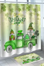 Cool St Patricks day Gnome Dwarf on Green Truck Shower Curtain