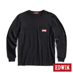 EDWIN 口袋BOX LOGO長袖T恤-男-黑色