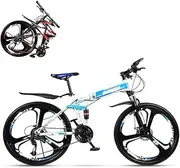 Folding Adult Bicycle, 24 Inch Variable Speed Shock Absorption Off-Road Racing, with Front Shock Lock, Multi-Color Optional, Suitable for Height 150-170cm