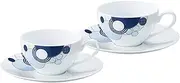[Noritake] WP94989/1701 Cup & Saucer (Pear Set) (Both Coffee and Tea), 7.8 fl oz (220 cc), Frank Lloyd Wright, Imperial Blue, Microwave Safe, 2 Guests, Fine Porcelain (Premium White)