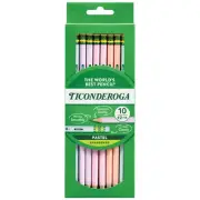 Ticonderoga Pastel Pencils 10 Count Pre Sharpened with Latex Free Erasers