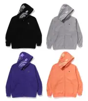 A BATHNIG APE Men's ONE POINT APE HEAD SHARK RELAXED FIT FULL ZIP HOODIE rz