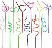 Silly Straws 24 Pcs Reusable Drinking Straws for Kids & Adults, Reusable Plastic Colorful Loop Curly Crazy Drinking Straws BPA Free Birthday Party Favor Classroom Easter Summer Gifts