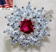 3CT Treated Ruby & White Topaz 925 Sterling Silver Ring Jewelry Sz 6 IB2-6