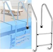 Swimming Pool Ladder,with 2 Step Pedaland Handrails,for Water Park,Weight Capacity 550 Lbs Easy to Maintain and Install(2-steps1.2mm)